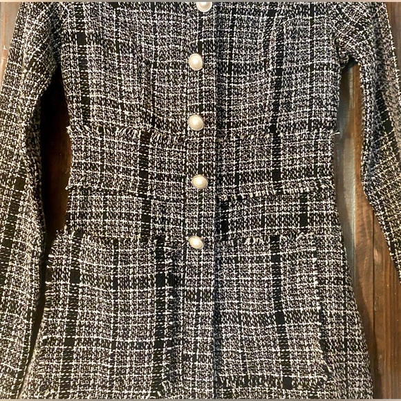 NWOT Tweed dress in black and off white with pearl buttons Sz Small - Picture 2 of 5